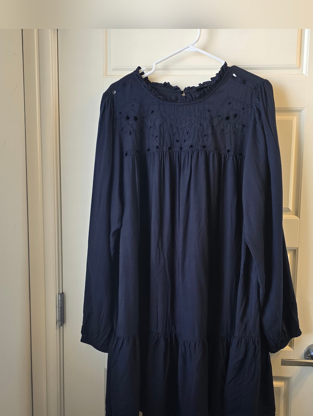 Zizzi Navy Blue Mini Dress with Eyelet Detail